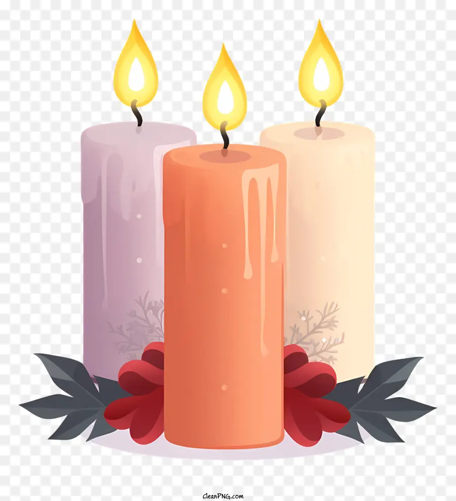 Kerzenarrangement Cluster von Kerzen dekorative Kerzen Blumenkerzendekorationen Mistel und Kerzen - Dreieckige Cluster von farbenfrohen Kerzen mit Dekorationen