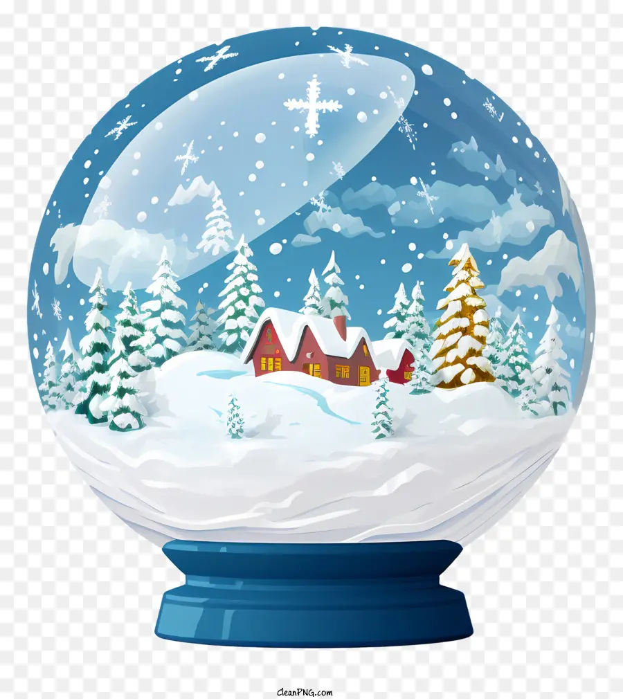 globo di neve di natale - Globe di neve di Natale con piccolo villaggio e alberi
