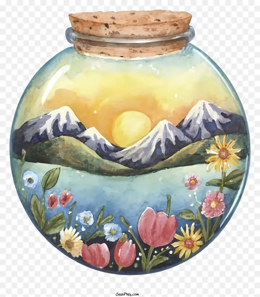 painting glass jar flowers tulips roses