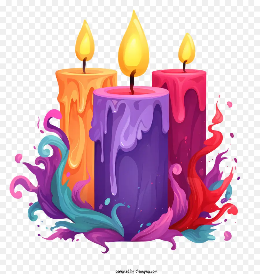 Geburtstagsparty - Drei Kerzen mit einzigartigen Farben und Eigenschaften