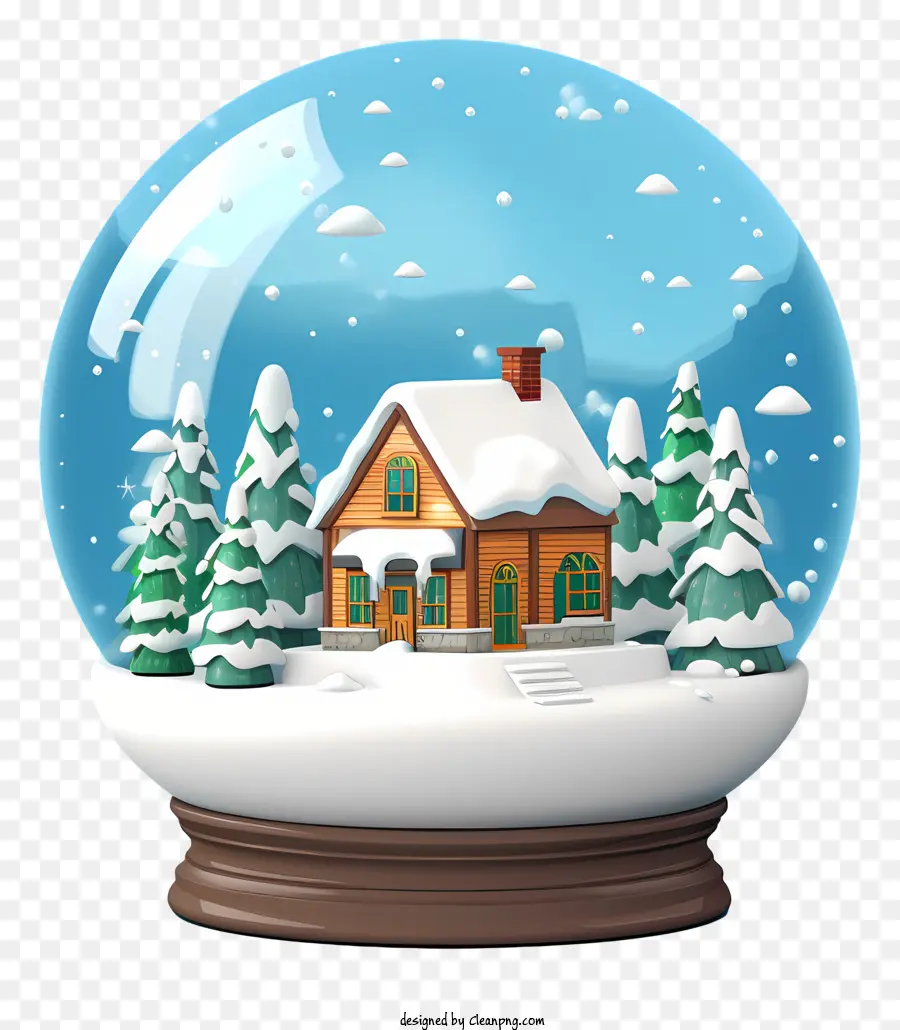 Schneekugel Haus Holzdachfenster - Holzhaus in Snow Globe mit friedlicher Atmosphäre