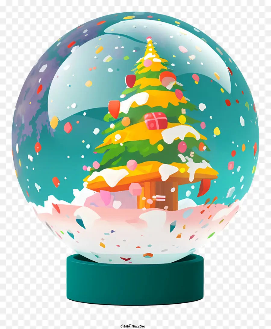 albero di natale - Globo di neve luminoso e ben illuminato con albero di Natale
