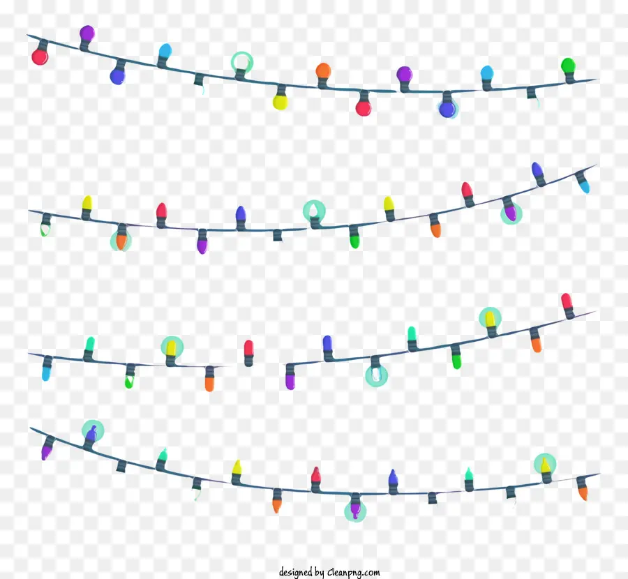 Weihnachtsbeleuchtung - Bunte Weihnachtslichter hängen in nicht symmetrischem Muster