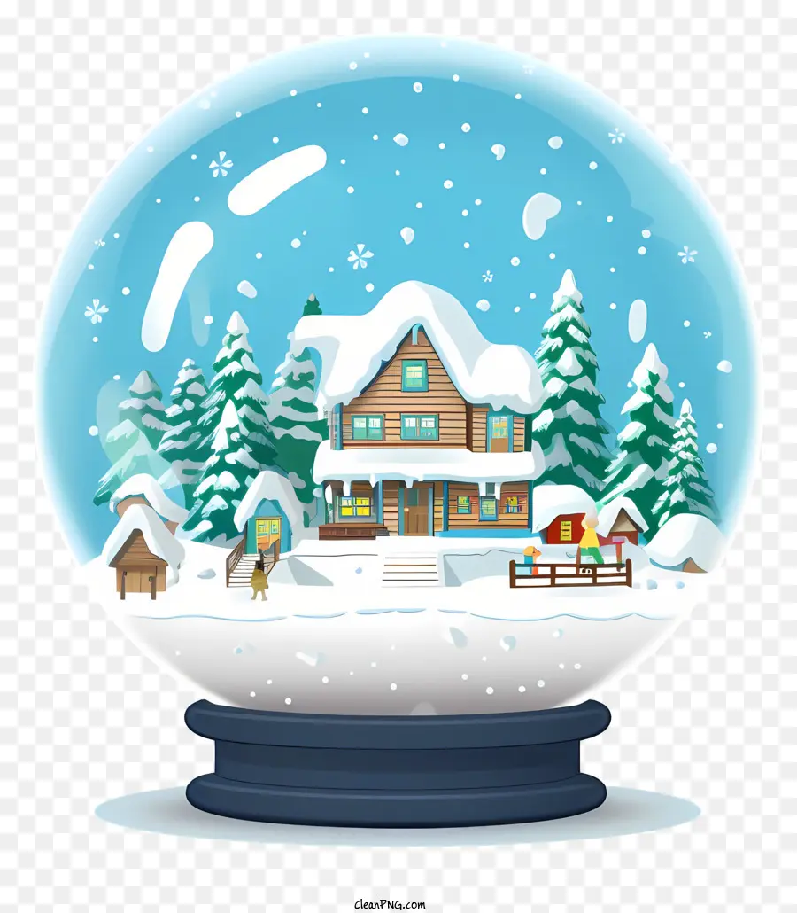 snow globe snowy landscape house snowy forest snow covered trees