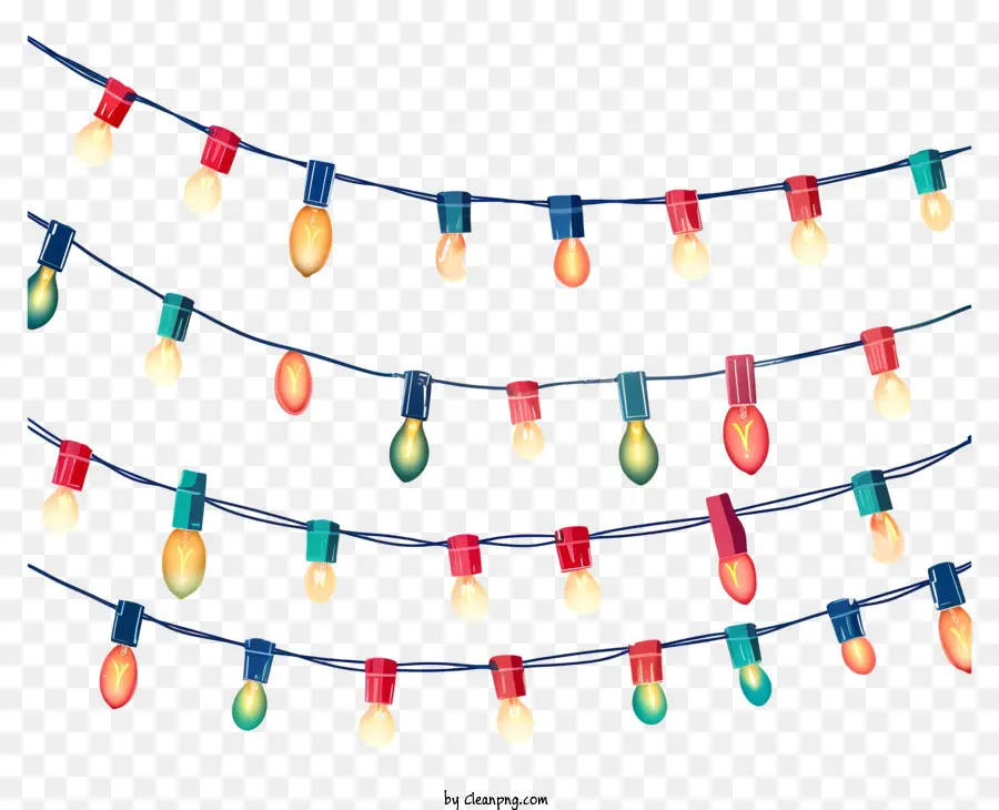 Weihnachtsbeleuchtung - Bunte Weihnachtslichter hängen an schwarzen Decke