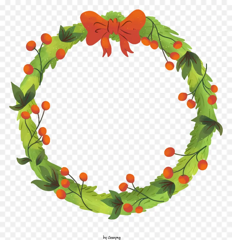 trang trí giáng sinh - Tán lá xanh và vòng hoa hoa với cây cung màu cam