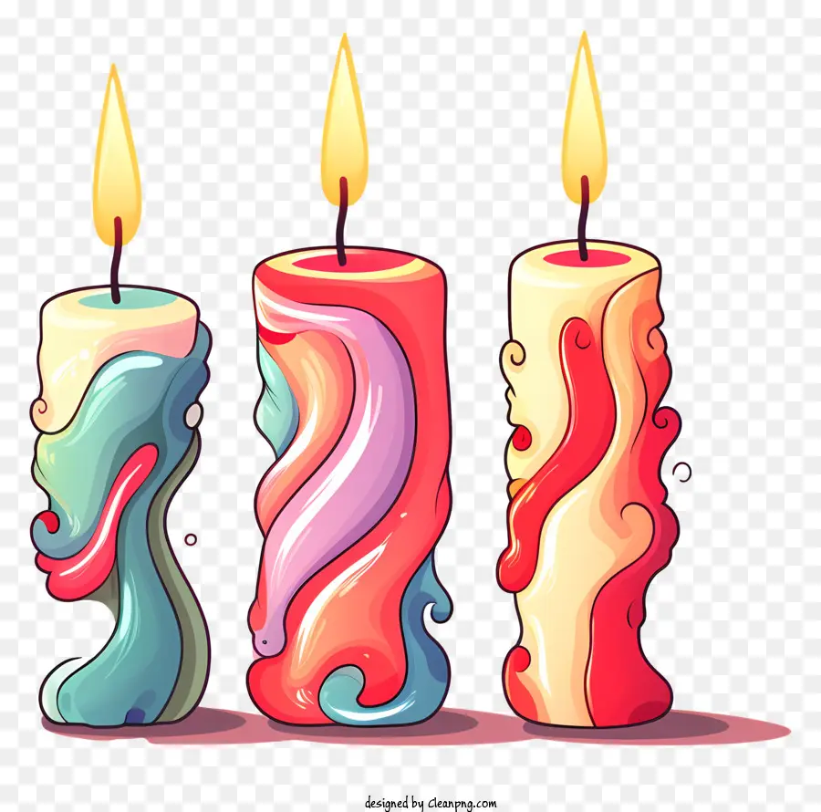 colorful candles swirled pattern candles lit candle unlit candles black background