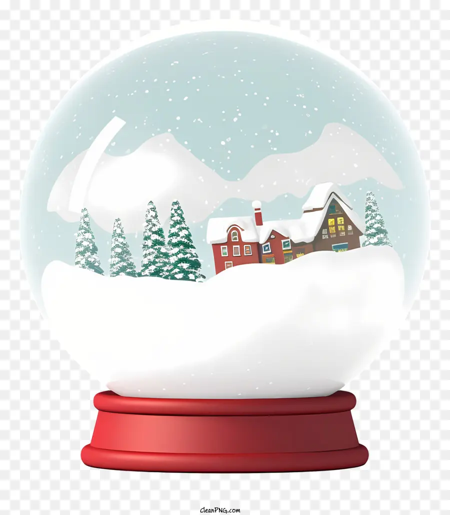 snow globe snowy village winter wonderland red-roofed houses snow-covered hills