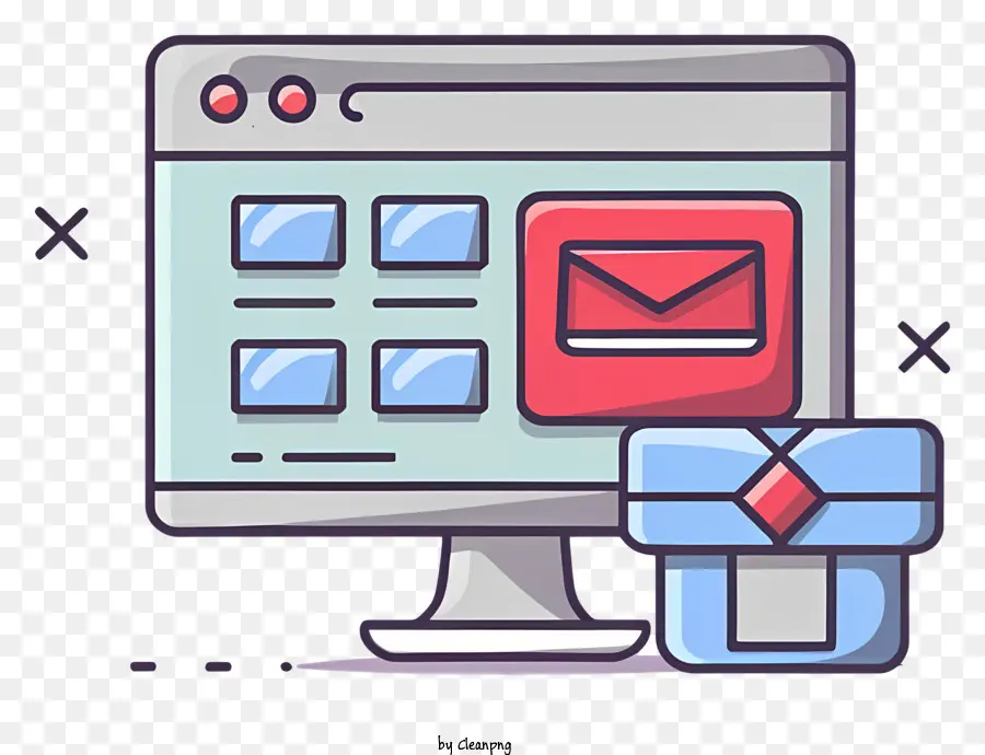 E Mail Symbol - Einfaches, flaches E -Mail -Symbol mit roter Box