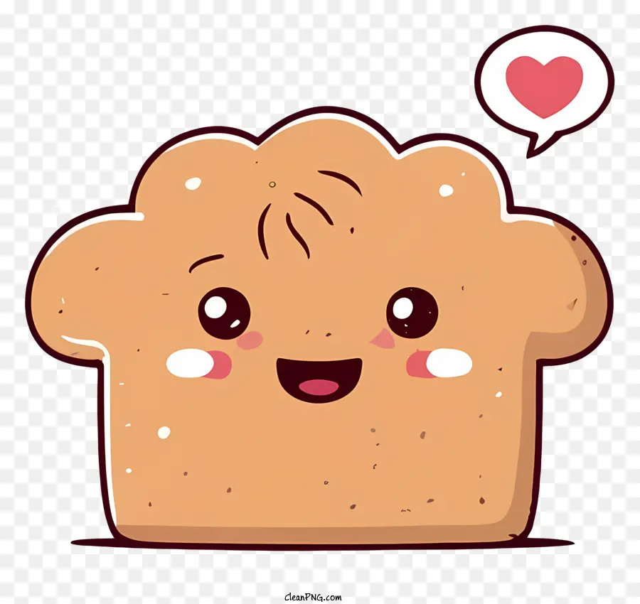 Bánh mì hình trái tim hoạt hình, tôi yêu bạn bánh mì bánh mì dễ thương - Bánh mì hoạt hình với trái tim tuyên bố tình yêu