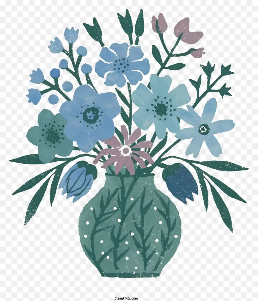 Vaso di fiori fiori che fiorino fiori rosa fiori blu fiori verdi - Fiori colorati in vaso di vetro, bianco e nero