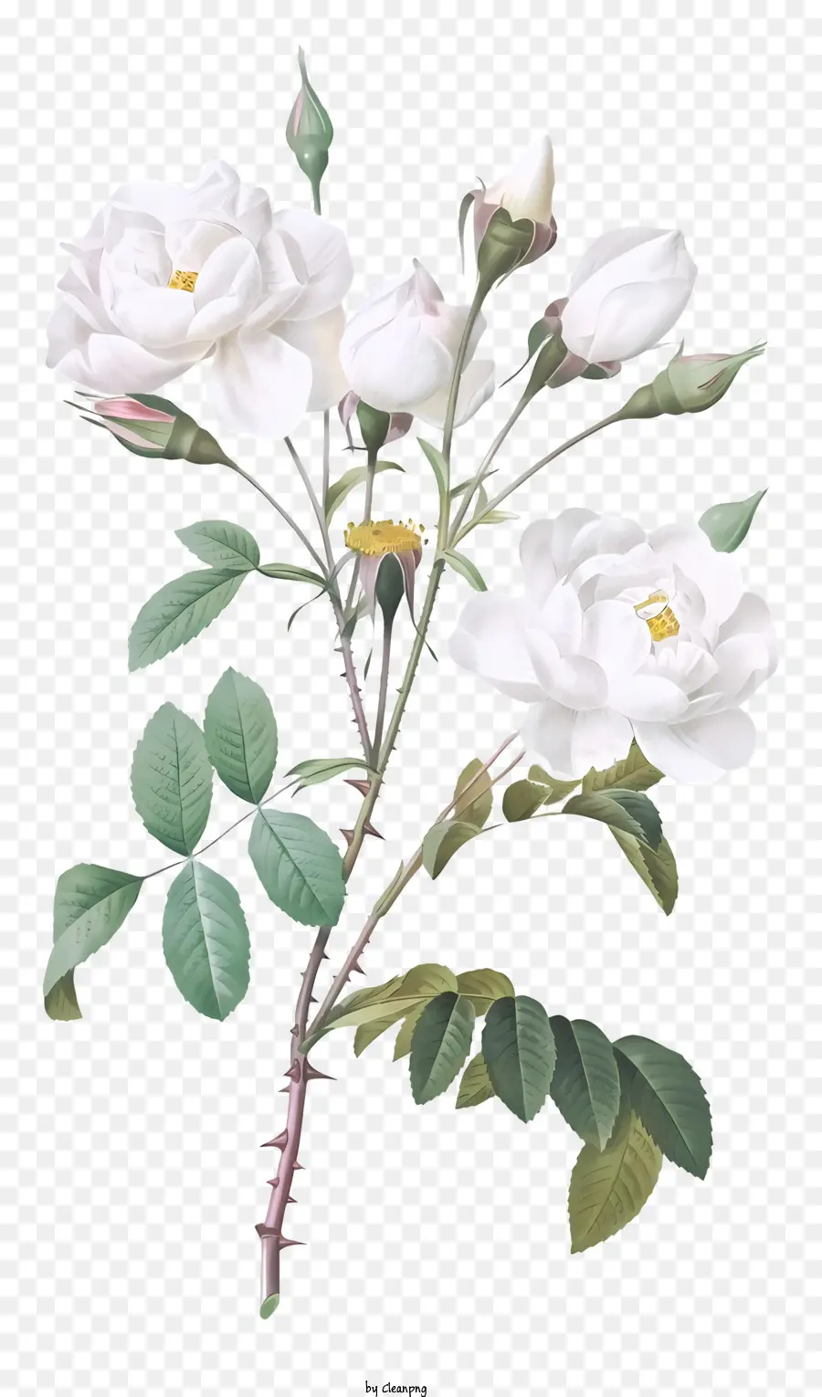 Gesteck - Aquarell Illustration weißer Rosen in der Vase
