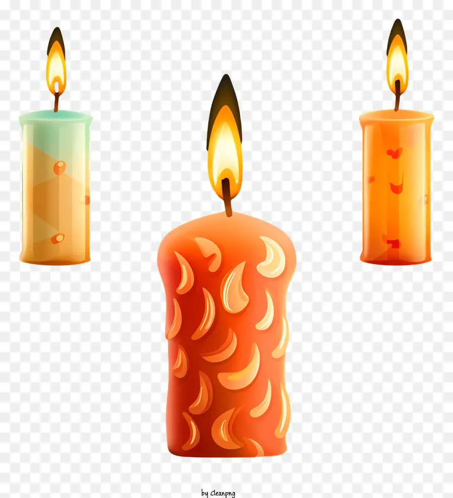 Kerzen zündeten Kerzen nicht beleizt Kerze rotes Kerzen Orangen Kerze - Zwei beleuchtete Kerzen, ein Unbeleuchtung, auf schwarzem Hintergrund