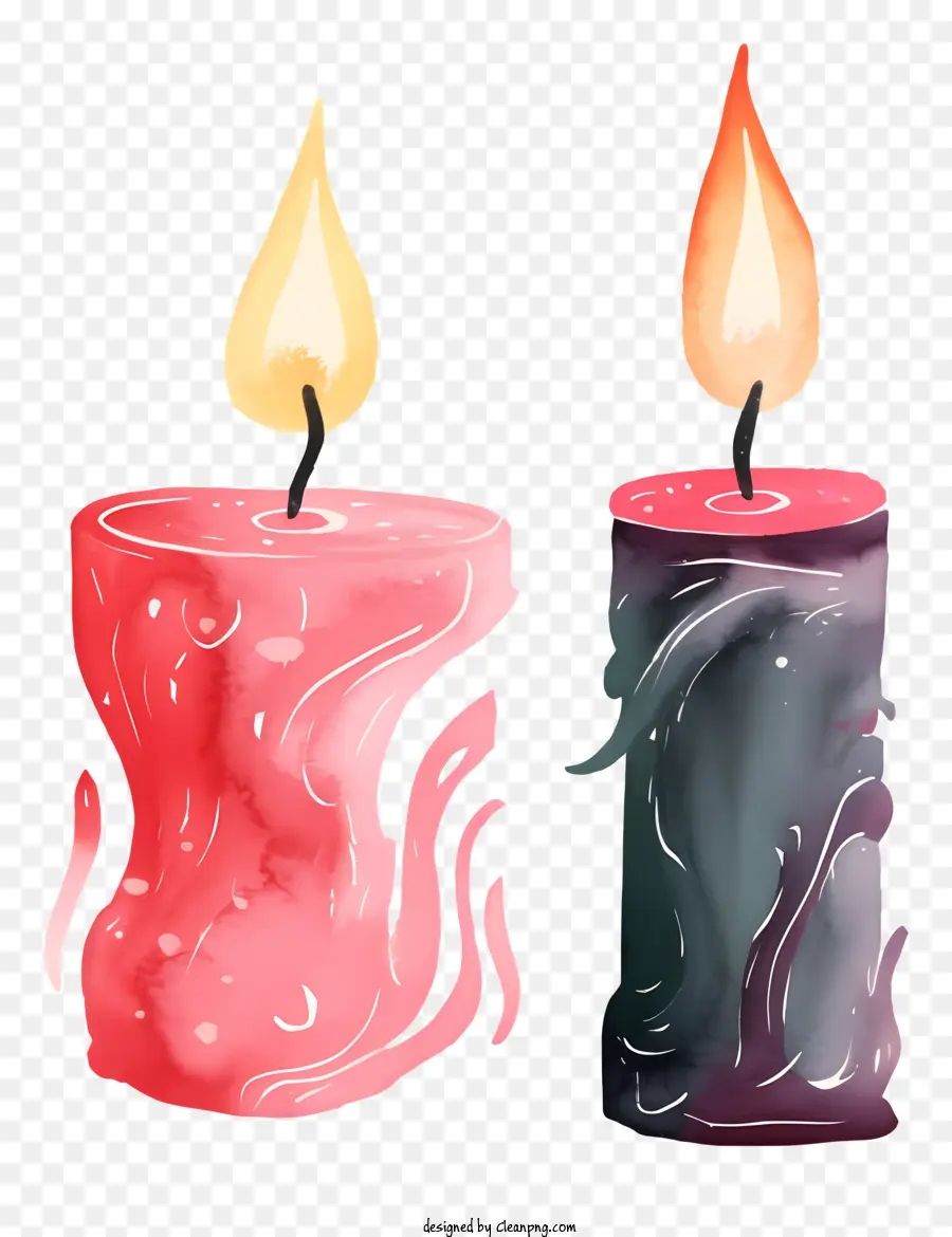 keywords watercolor painting candles red candle pink candle