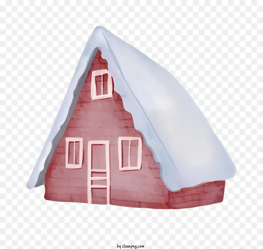 Ngôi nhà màu đỏ cảnh mùa đông ngôi nhà phủ tuyết Nhà nhỏ Mái nhà trắng - Ngôi nhà nhỏ màu đỏ với mái trắng, được bao quanh bởi tuyết