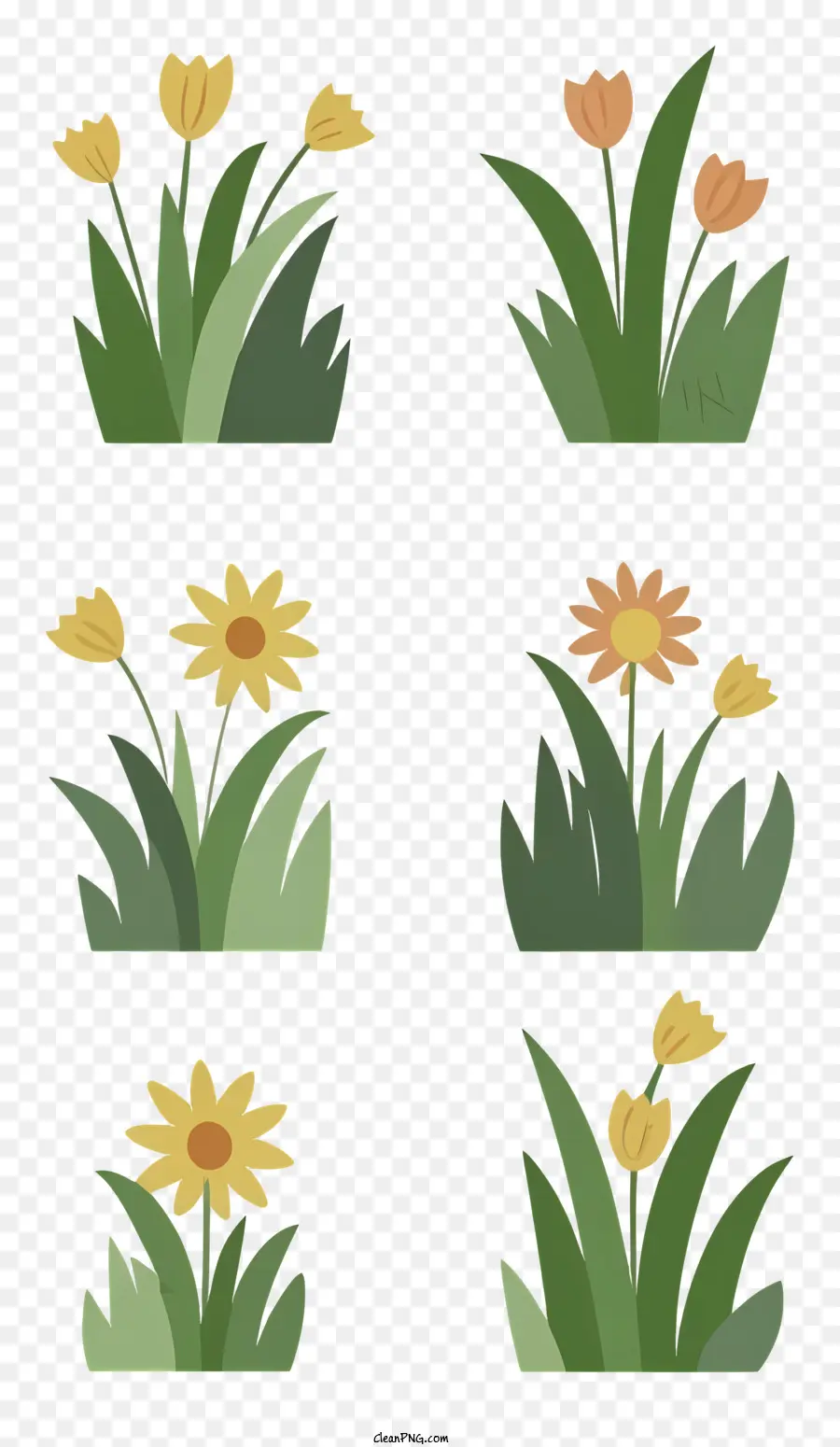 fiori verdi campi fiorisce fiori tulipani gialli tulipani - Sei tipi di fiori in un campo verde