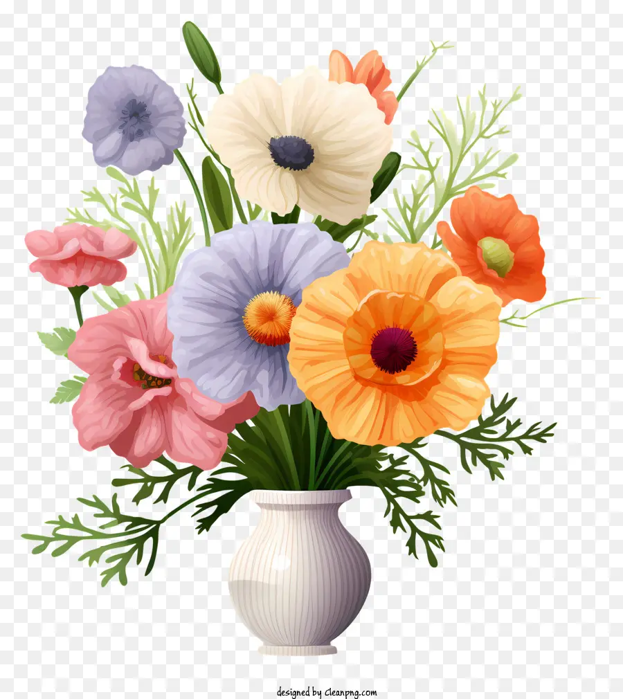 Vase der Blumen schwarzer Hintergrundmischung aus Farben Pink Blues - Bunte Blumen in Vase auf schwarzem Hintergrund