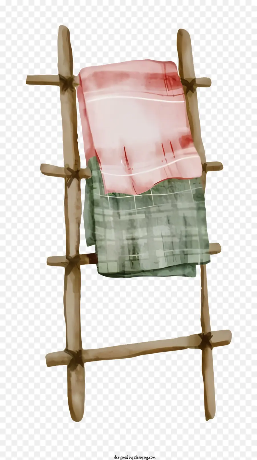wooden clothesline red towel green towel black striped towel backyard clothesline