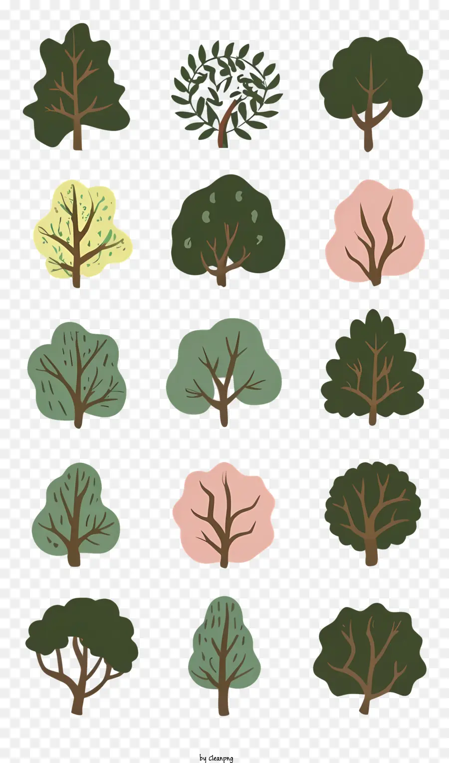 Gli alberi in crescita fioriscono boccioli - Poster che raffigurano varie fasi della crescita degli alberi