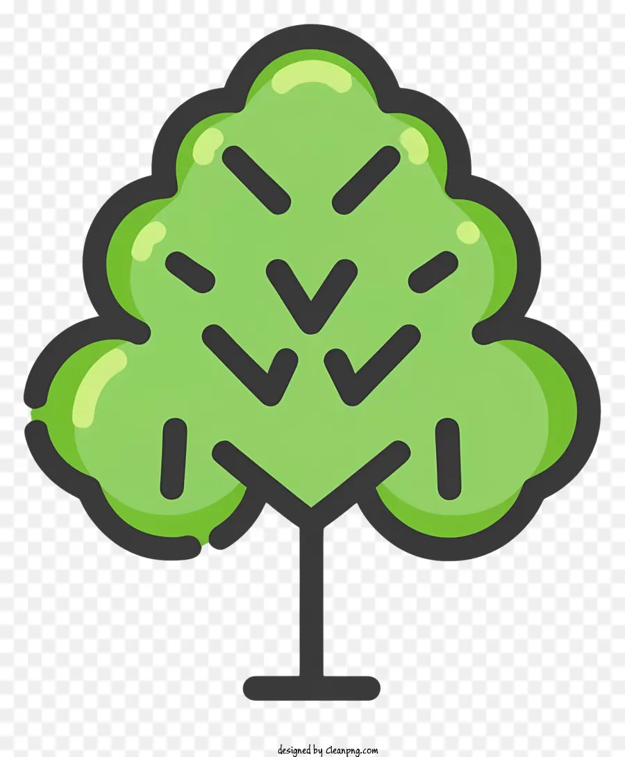grüner Baum - Grüner Baum mit Blättern und Zweigen auf schwarzem Hintergrund