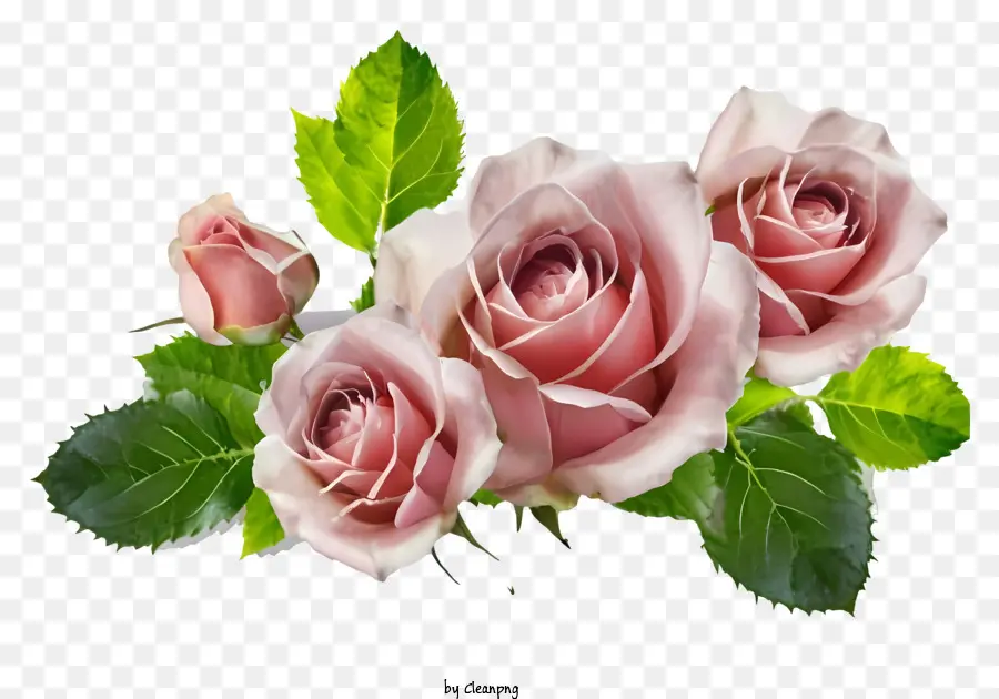 rose rosa - Bouquet rosa rosa con petali e foglie a cascata