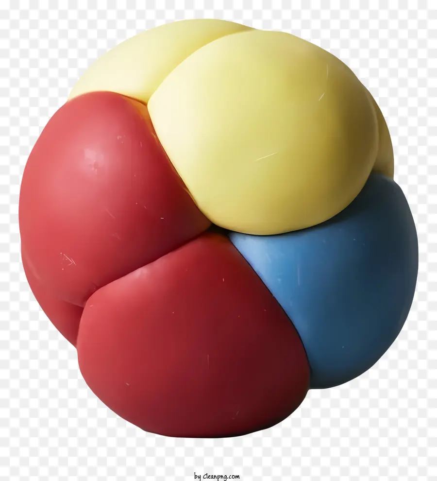 Plastikspielzeug sphärischer Spielzeug rot blau gelber Färbung - Kleines Plastikspielzeug: rot, blau, gelb, auf Schwarz