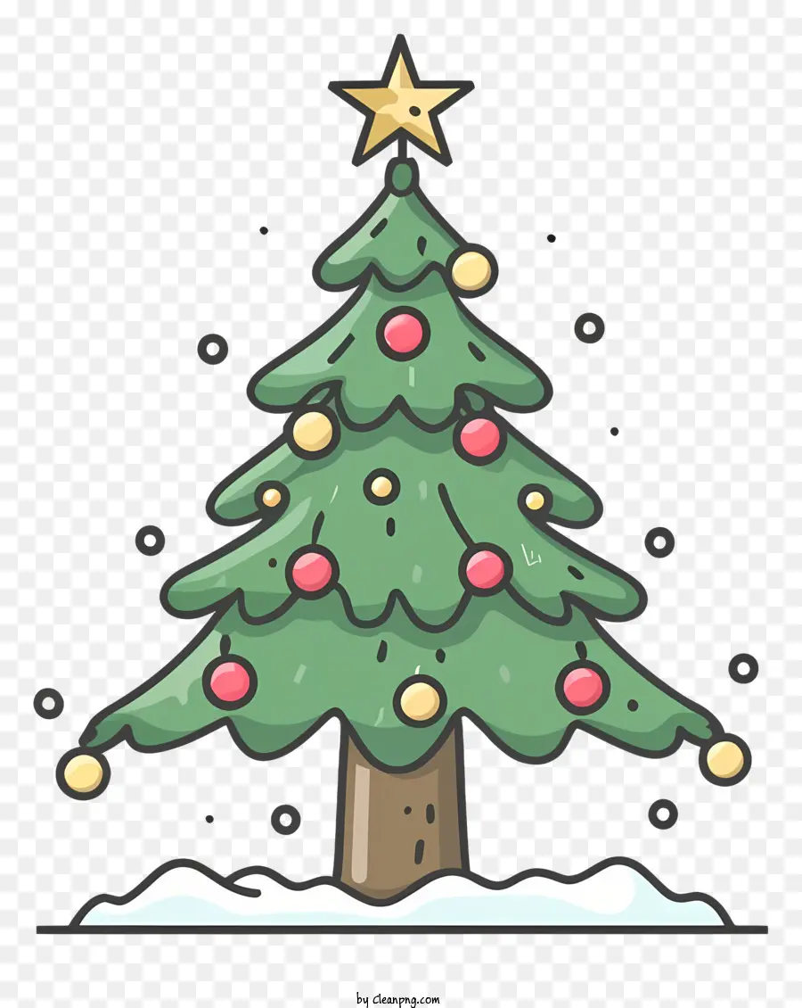 albero di natale - Albero di Natale festivo con neve e decorazioni