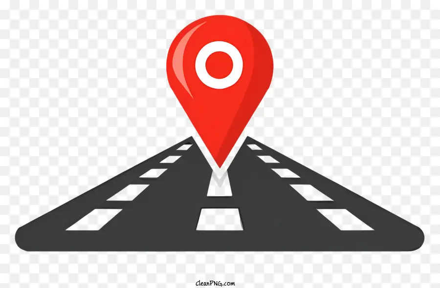 Direzioni GPS di navigazione percorso di tabella di marcia - Direzione dei punti del pin rosso su strada vuota