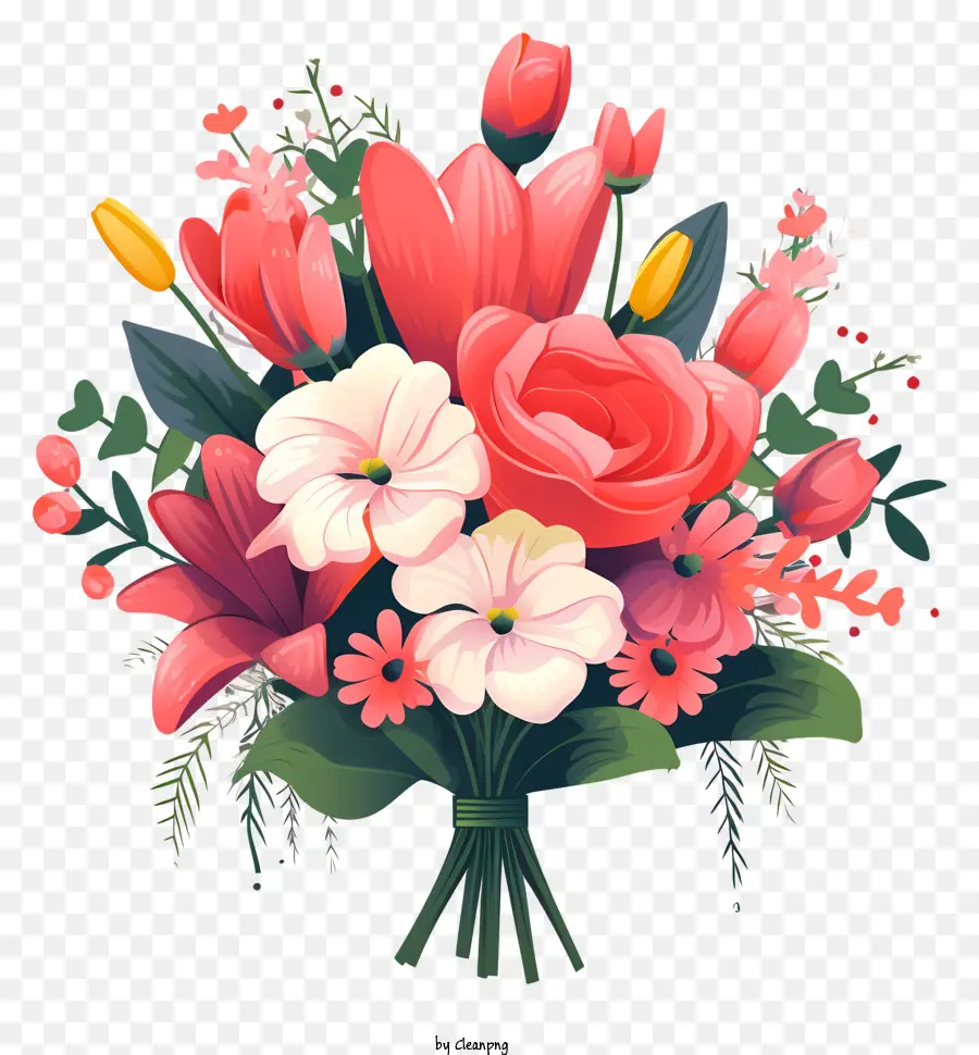 Blumenstrauß rot und rosa Blumen Rosen Tulpen Nelken - Buntes Rosenstrauß, Tulpen und Nelken in der Vase