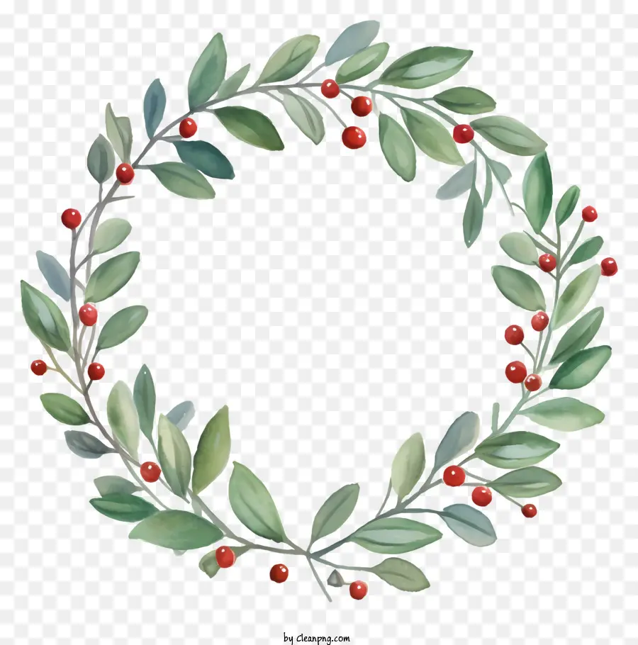 green wreath red berries holiday decoration winter decoration digital media