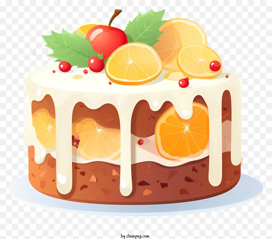 Holly - Festlicher Kuchen mit orangefarbenen Scheiben und Stechpalmen
