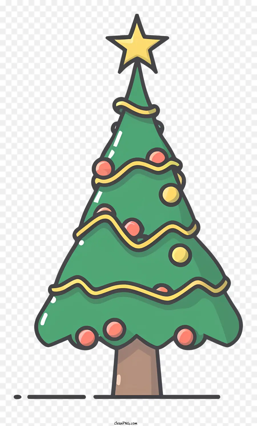 Weihnachtsbaum - Grüner zylindrischer Baum mit goldenen Ornamenten und Stern