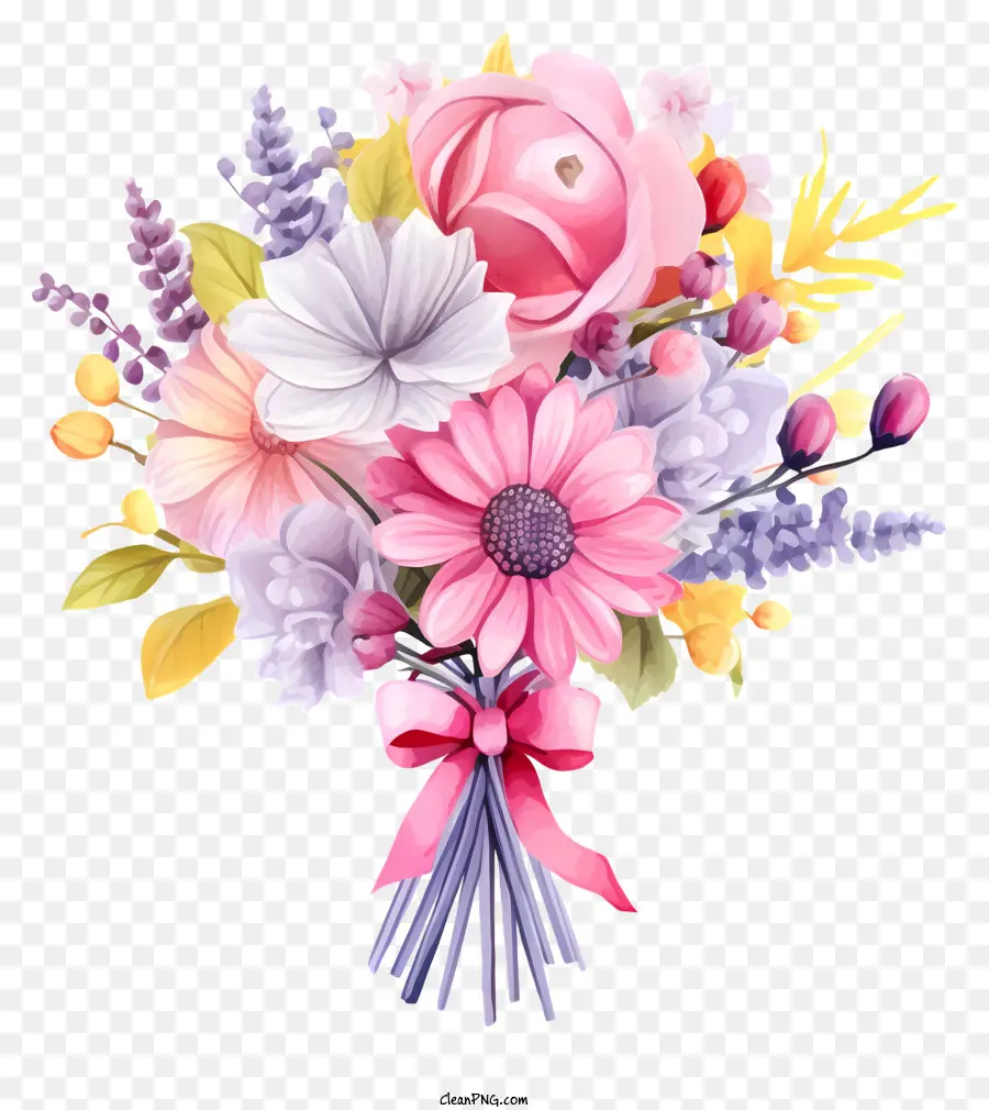 Gesteck - Blumenkranz mit rosa, lila und gelben Blüten