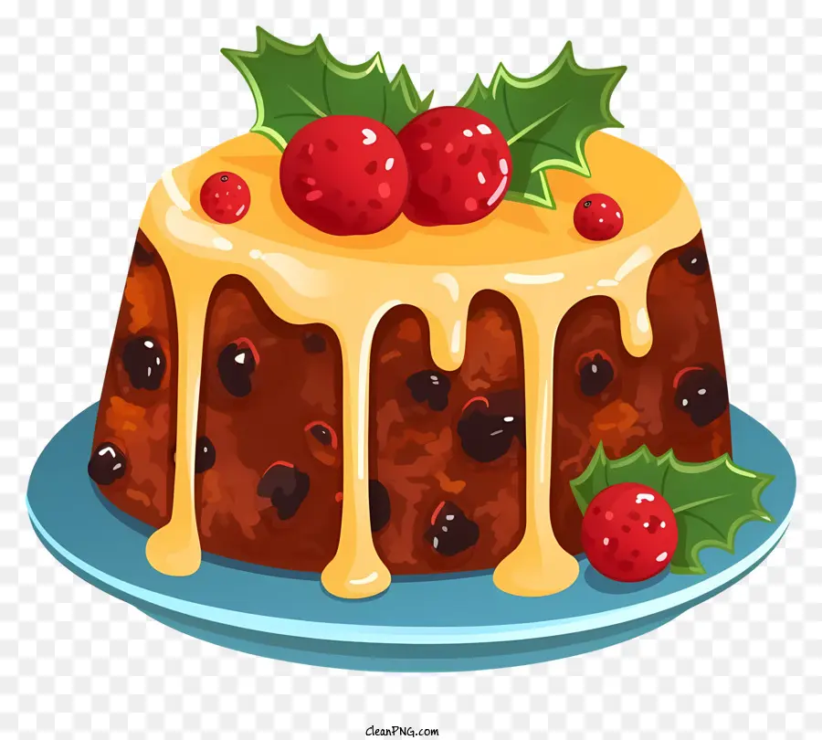 nastro rosso - Torta di frutta festiva con ripieno appiccicoso e ciliegia