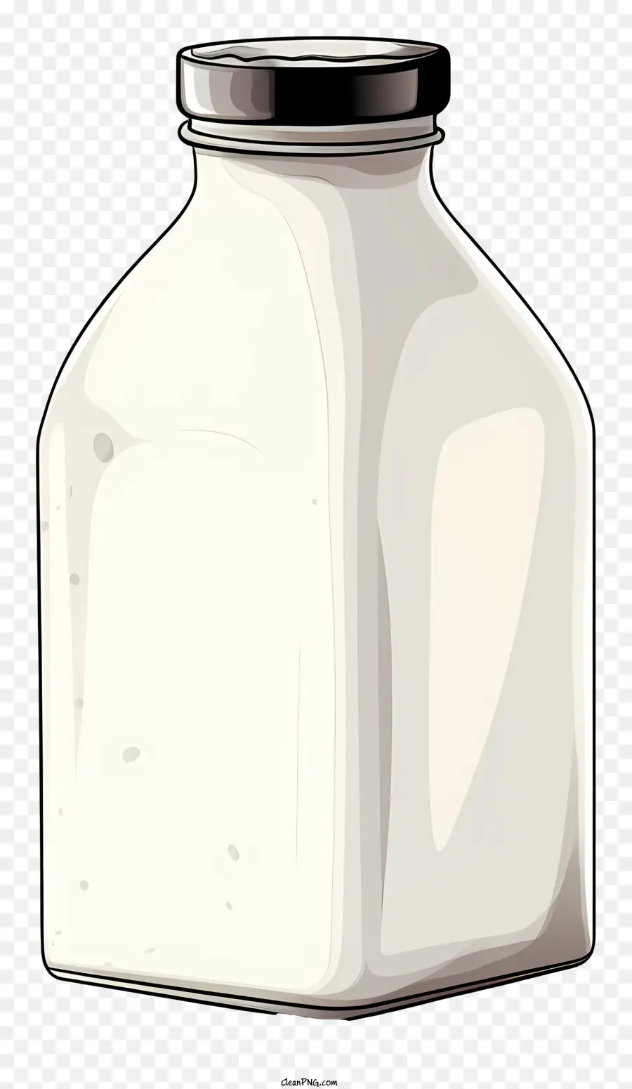 glass jar clear liquid cylindrical shape black cap rubber gasket