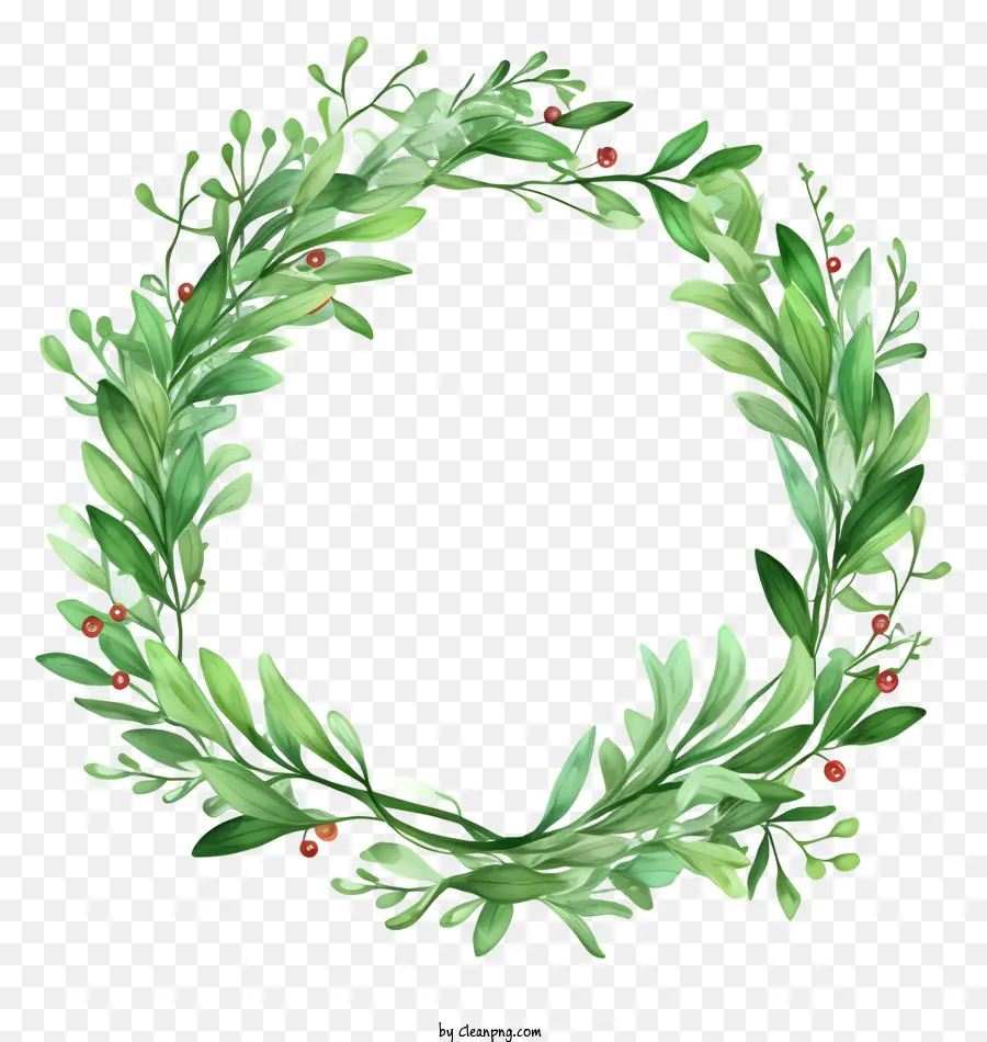 Weihnachten Kranz - Kreiskranz mit grünen Blättern und Beeren