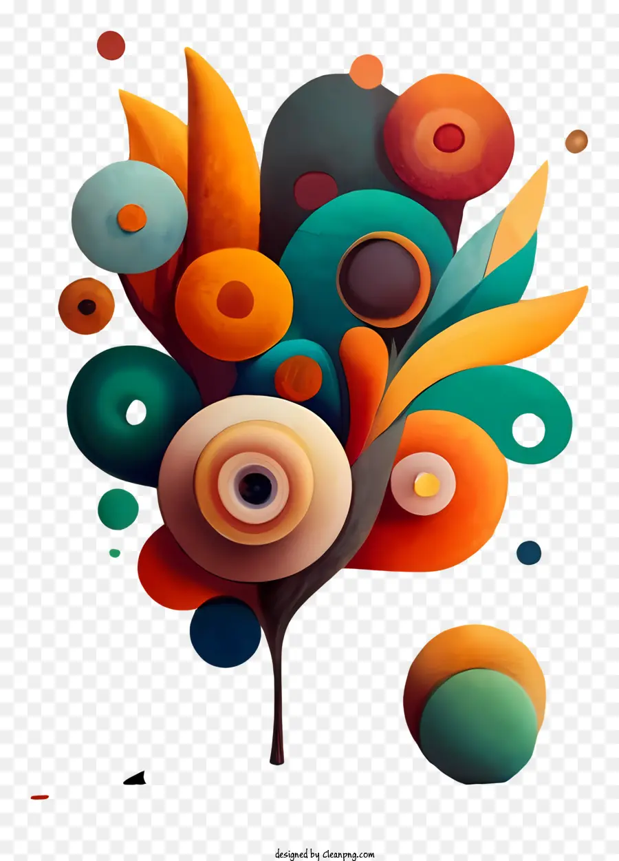 Cây Orbs hình tròn mô hình nổi Đoạn nền - Cây đầy màu sắc với quả cầu theo mẫu tròn