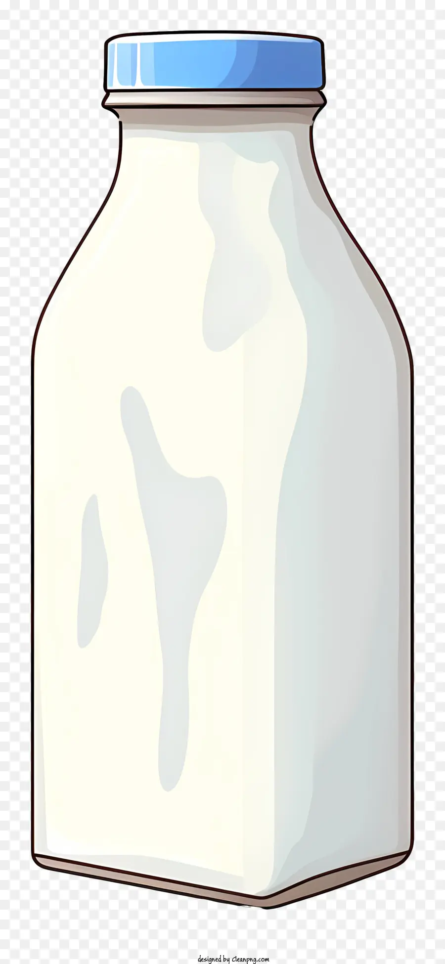 Milchflasche Glasflasche Blaue Kappe leerer Flasche schwarzer Hintergrund - Ein computergeneriertes Bild einer halb leeren Milchflasche