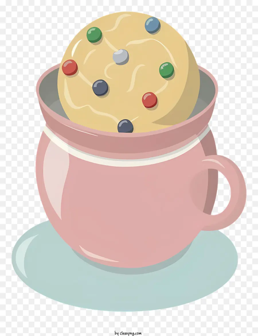 bordo nero - Tazza di tè con cucchiaio, zucchero e biscotto