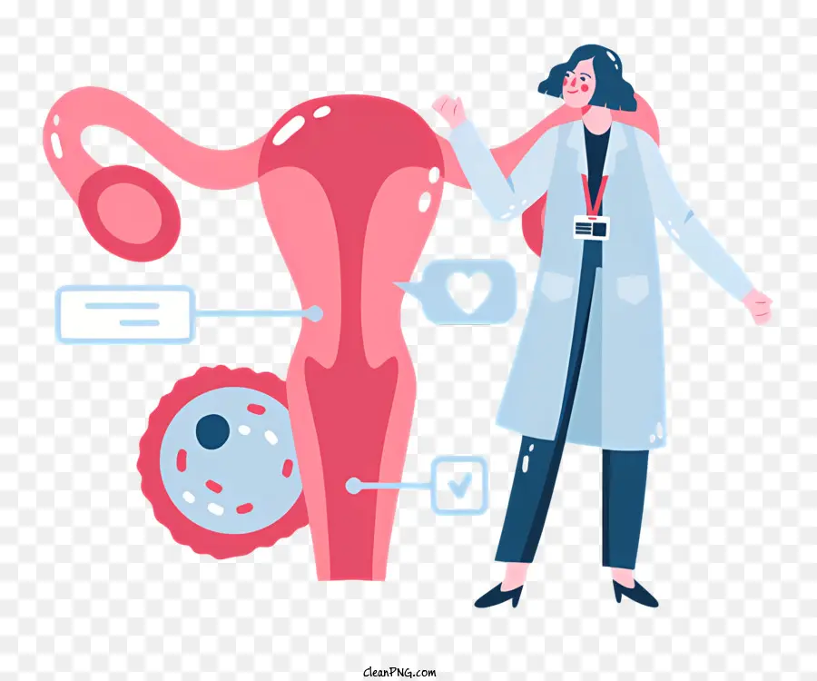 Stethoskop - Illustration der Frau, die medizinische Instrumente zum Fortpflanzungssystem verwendet
