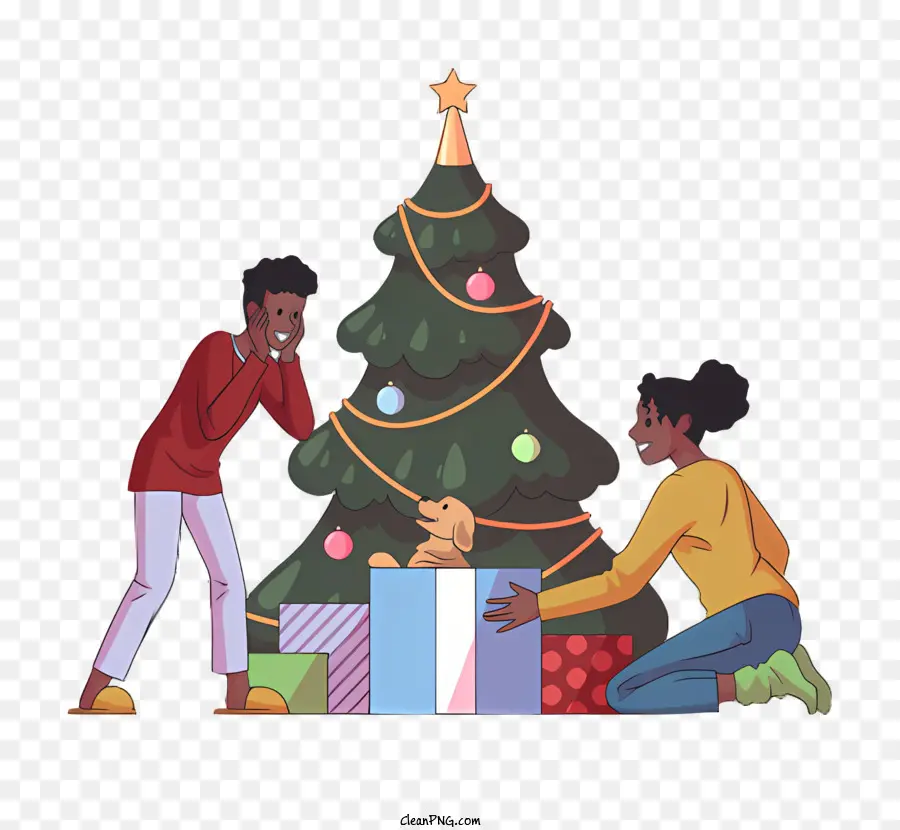 Weihnachtsbaum - Weihnachtsversammlung mit Geschenken und Überraschungen