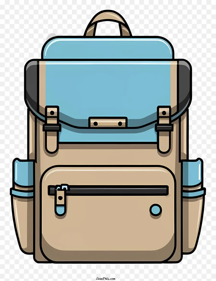 BACKPACK BAG COSSED BIBIE BEIGE - Zaino beige con accenti blu e compartimenti
