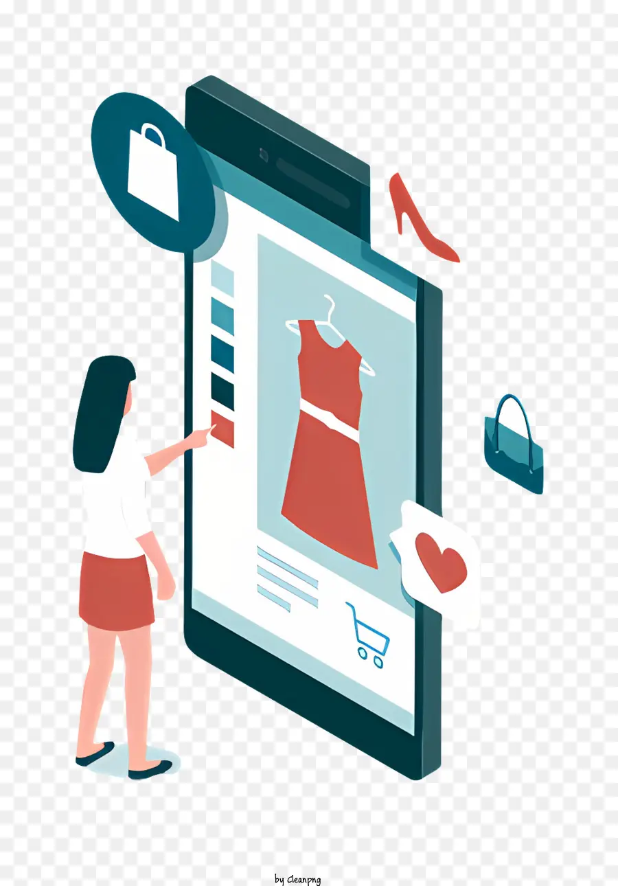 online shopping - Frau starrt auf der E-Commerce-Website mit Telefon an