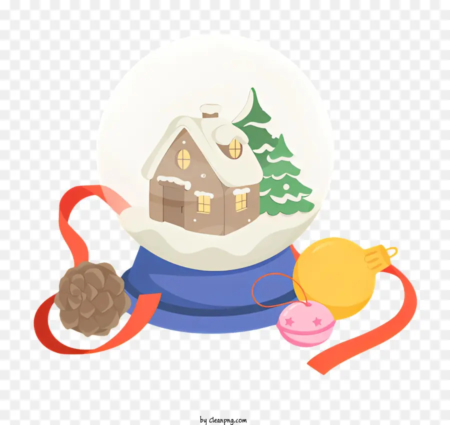 Weihnachtsbaum - Ein Schneekugel mit einem Haus im Inneren