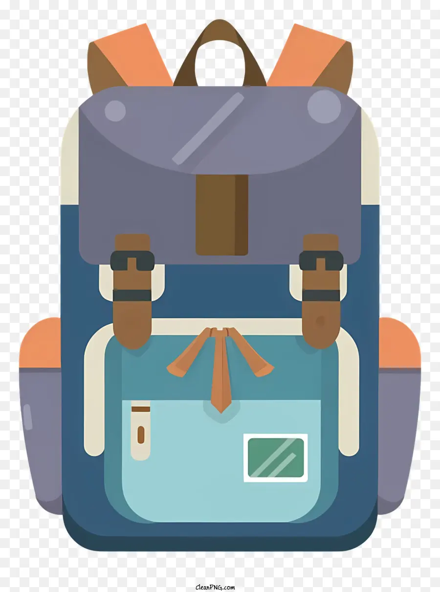 SCHULRUCKSACK - Blauer und brauner Rucksack mit großem Riemen