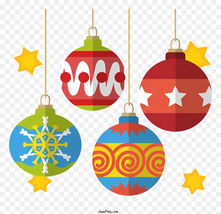 ornamenti di natale - Gruppo di diversi ornamenti natalizi appesi alla corda