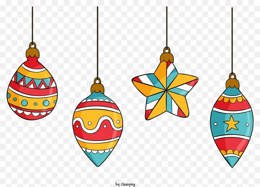 ornamenti di natale - Ornamenti di Natale colorati appesi su sfondo nero