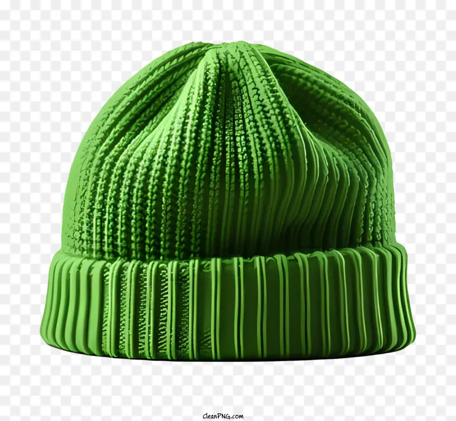 Grüne Strick Mütze Wolle Beanie Baumwoll Beanie Strickhut runde Form Mütze - Nahaufsicht der glatten, gebogenen grünen Mütze