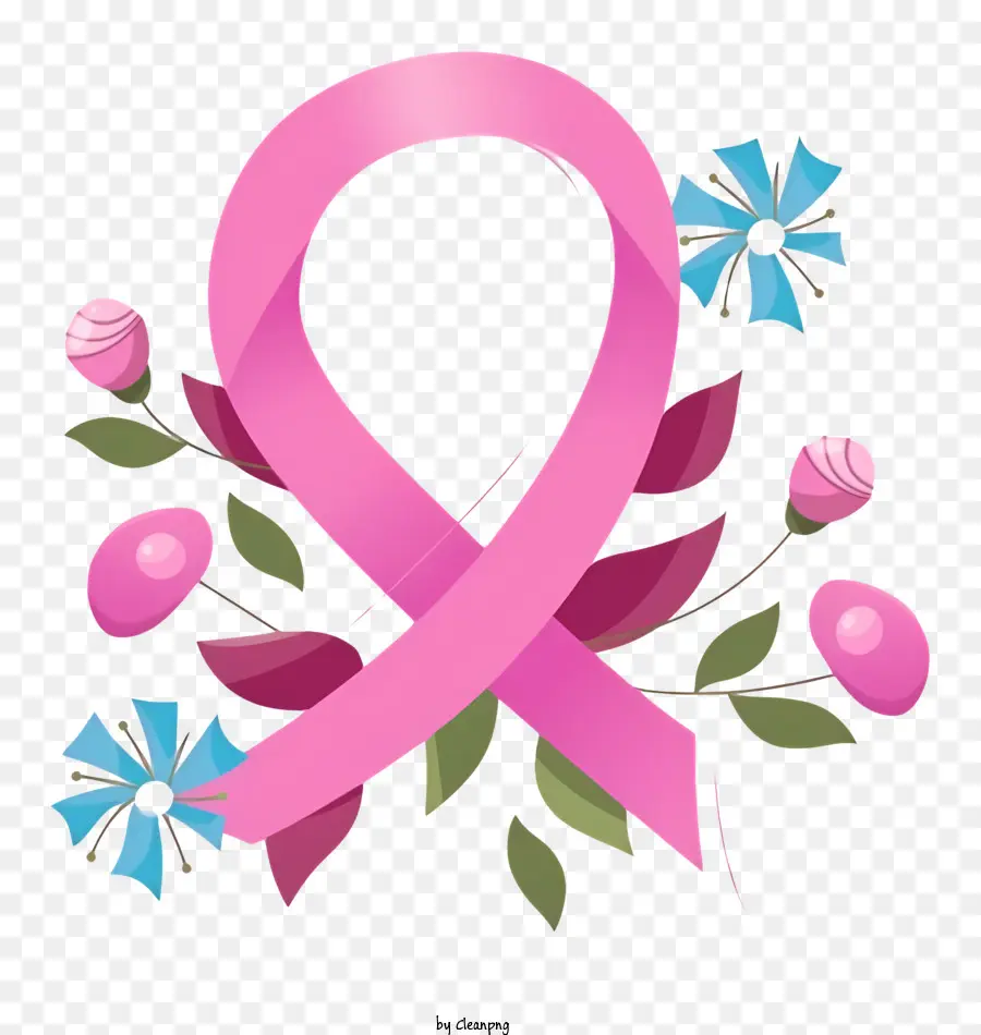 nastro rosa - Il nastro rosa con decorazioni floreali simboleggia la consapevolezza del cancro al seno, la speranza e il supporto