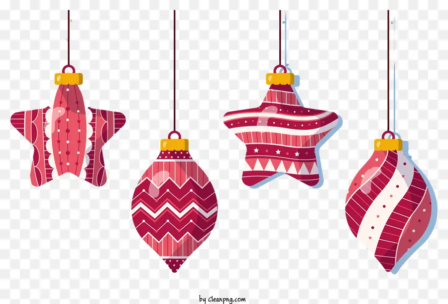 Weihnachtszierde - Rot-weiß sternförmige Ornamente, die an der Schnur hängen